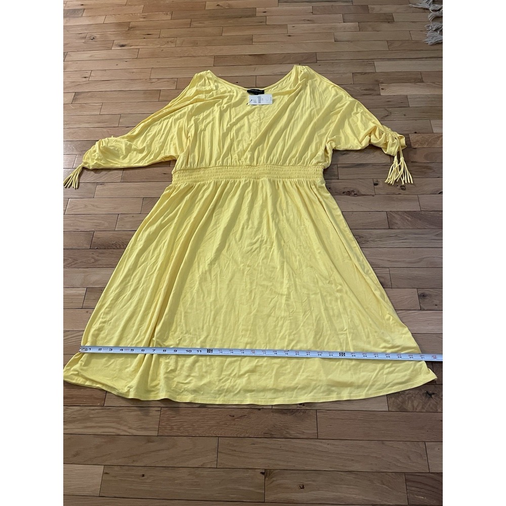 Lane Bryant Yellow Cold Shoulder Elastic Waist‎ Dress Womens 18/20 NWT - Picture 4 of 5